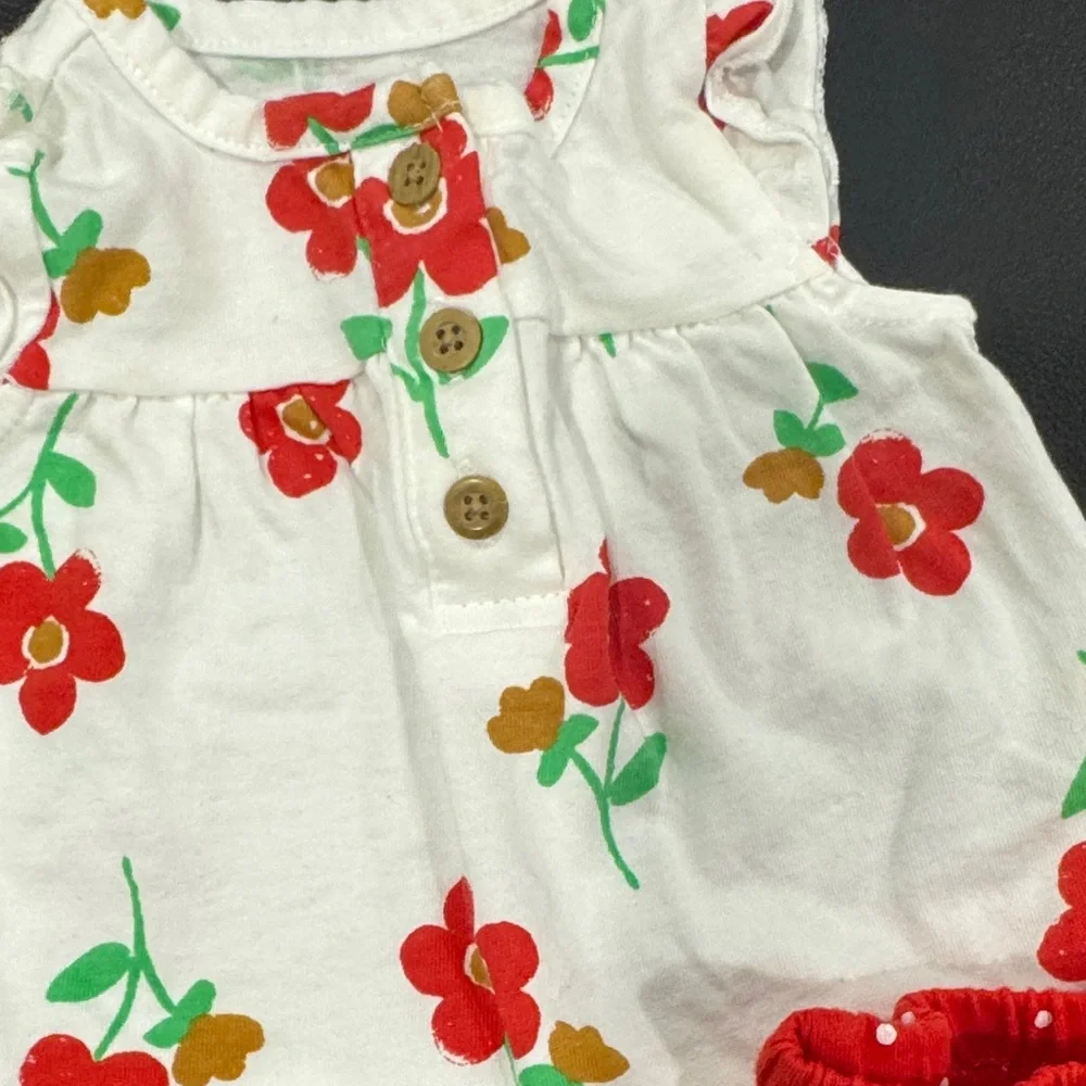 Carter's White and Red Floral Diaper Cover Set